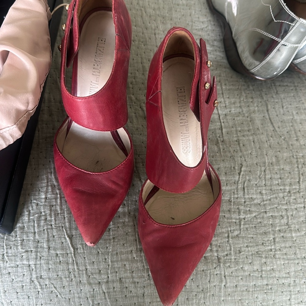 Elizabeth And James Red Leather Heels